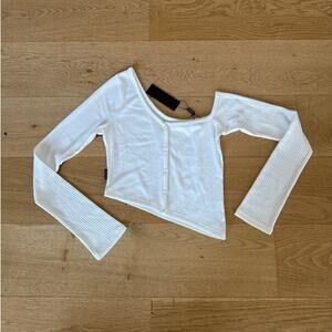 Threetimes Tee One Shoulder Button Front Size S White